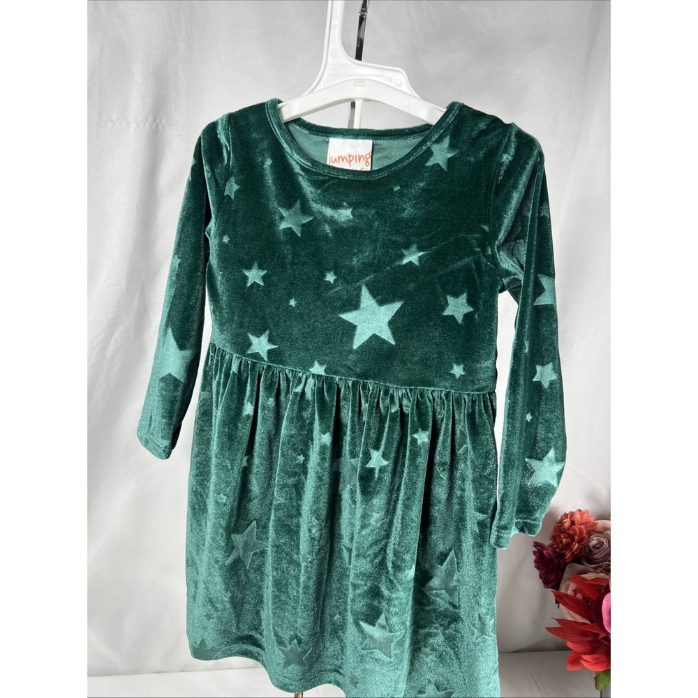 Jumping Beans 18 Months Girls' Green‎ Velvet Star Print Dress